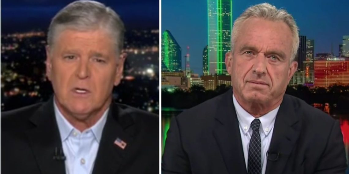 Fox News host Sean Hannity interviewed independent presidential candidate Robert F. Kennedy Jr. on Tuesday.