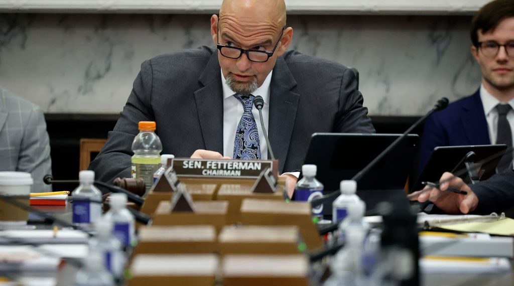 John Fetterman Seen Walking Past Protesters Demanding Ceasefire While Waving Israeli Flag