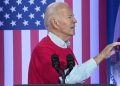 The protester interrupted Biden to demand a cease-fire in Gaza.