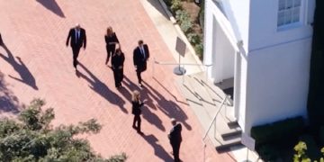 Surviving castmates of the long-running sitcom "Friends" are pictured from an aerial video attending the funeral for actor Matthew Perry on Friday at  Forest Lawn Memorial Park in Los Angeles.
