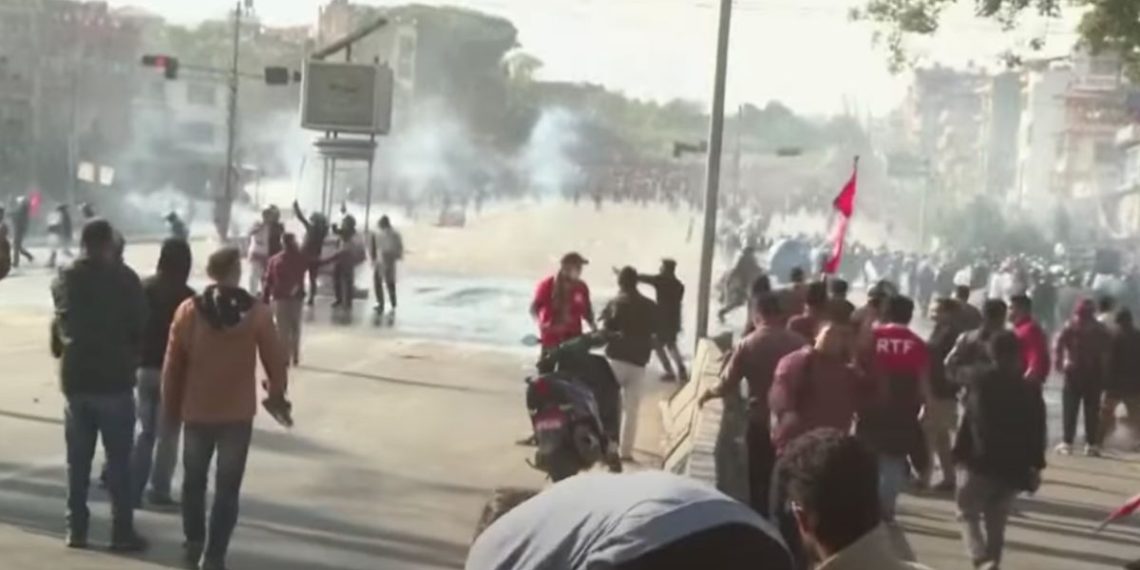 Protesters are seen in Nepal.