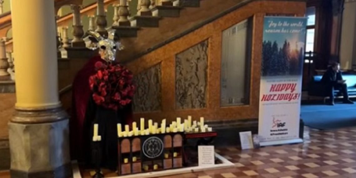 A display erected in the Iowa state Capitol by the Satanic Temple of Iowa.