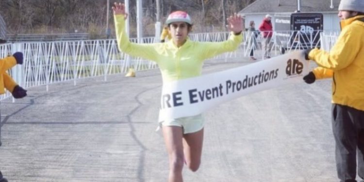 Kae Luci Ravichandran, a male identifying as transgender, won a women's half-marathon in Altamont, New York, on Nov. 19.
