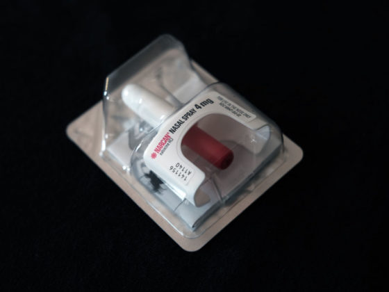 NEW YORK, NEW YORK - SEPTEMBER 01: In this photo illustration, A Narcan nasal overdose kit, given out free by the city of New York, is displayed as part of the Brooklyn Community Recovery Center's demonstration on how to use Narcan to revive a person in the case of a drug overdose on September 01, 2022 in the Brooklyn borough of New York City. Nearly one million people have died of drug overdose deaths in America in the past two decades, with an increasing majority of those deaths due to synthetic opioids like fentanyl. The Brooklyn Community Recovery Center handed out packs of Narcan nasal spray before holding a brief vigil to those lives lost due to drug overdoses. (Photo Illustration by Spencer Platt/Getty Images)