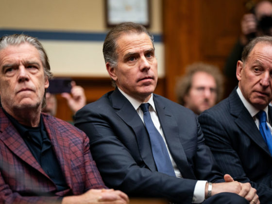 WASHINGTON, DC - JANUARY 10:Hunter Biden, son of U.S. President Joe Biden, flanked by Kevin Morris, left, and Abbe Lowell, right, attend a House Oversight Committee meeting on January 10, 2024 in Washington, DC. The committee is meeting today as it considers citing him for Contempt of Congress. (Photo by Kent Nishimura/Getty Images)