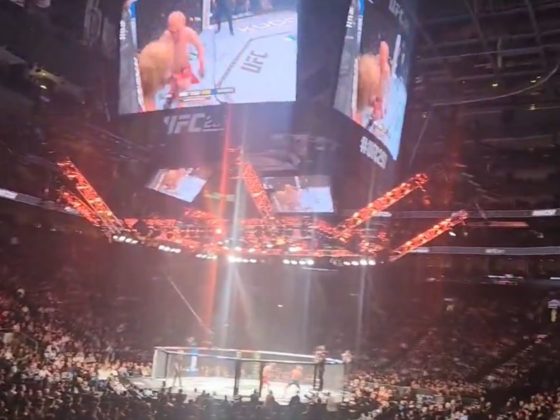 Fans chant "F*** Trudeau" at UFC 297 in Toronto on Saturday.