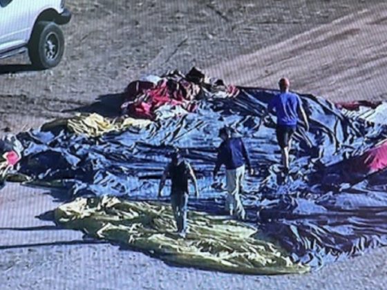 The scene of a balloon crash Sunday in Eloy, Arizona.
