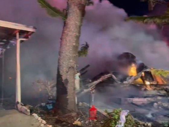 A small plane crashed into a senior living community Friday in Clearwater, Florida, striking a mobile home before bursting into flames. .