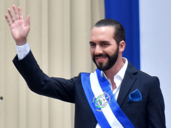 Salvador's new president, Nayib Bukele, waves during his inauguration ceremony at Gerardo Barrios Square outside the National Palace in downtown San Salvador, on June 1, 2019. - Bukele, 37, who was elected in February to succeed Salvador Sanchez Ceren, has said he will seek closer ties with the United States, home to 2.5 million Salvadorans. (Photo by Oscar Rivera / AFP) (Photo credit should read OSCAR RIVERA/AFP via Getty Images)