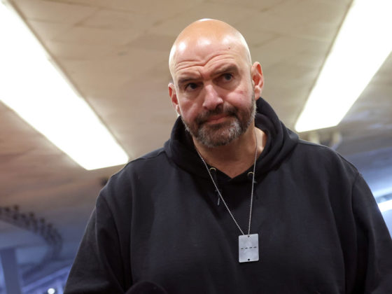 WASHINGTON, DC - DECEMBER 12: U.S. Sen. John Fetterman (D-PA) speaks to reporters before a Senate luncheon at the U.S. Capitol on December 12, 2023 in Washington, DC. Fetterman spoke on military aid to Ukraine. (Photo by Kevin Dietsch/Getty Images)