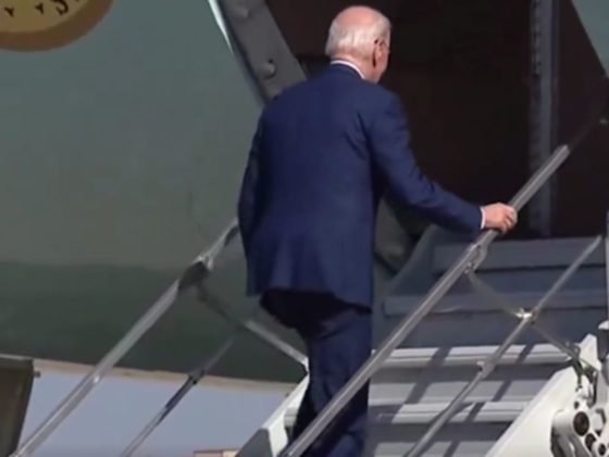 While boarding Air Force One on Tuesday, President Joe Biden tripped twice, even though he is using shorter stairs to help him avoid taking a tumble.