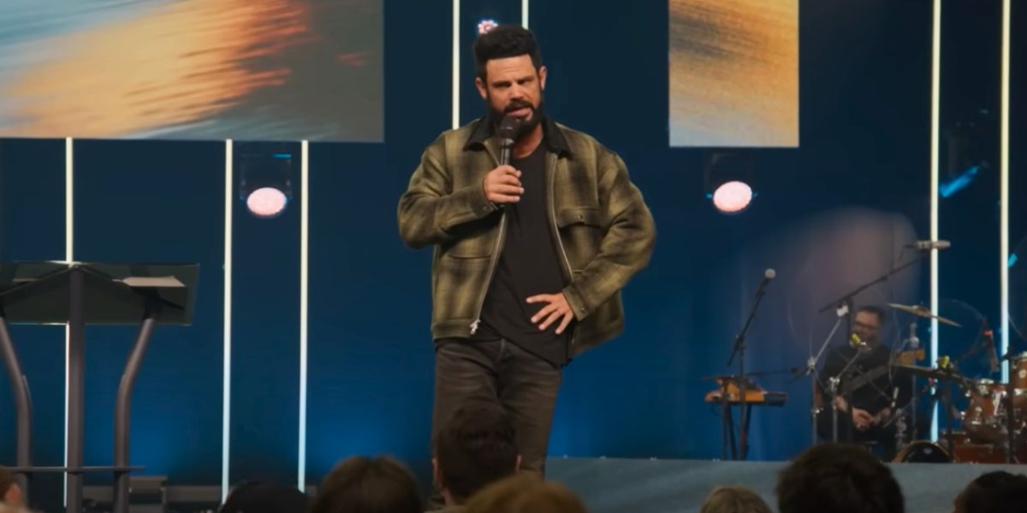 Pastor Steven Furtick preaches at Elevation Church in Charlotte, North Carolina.