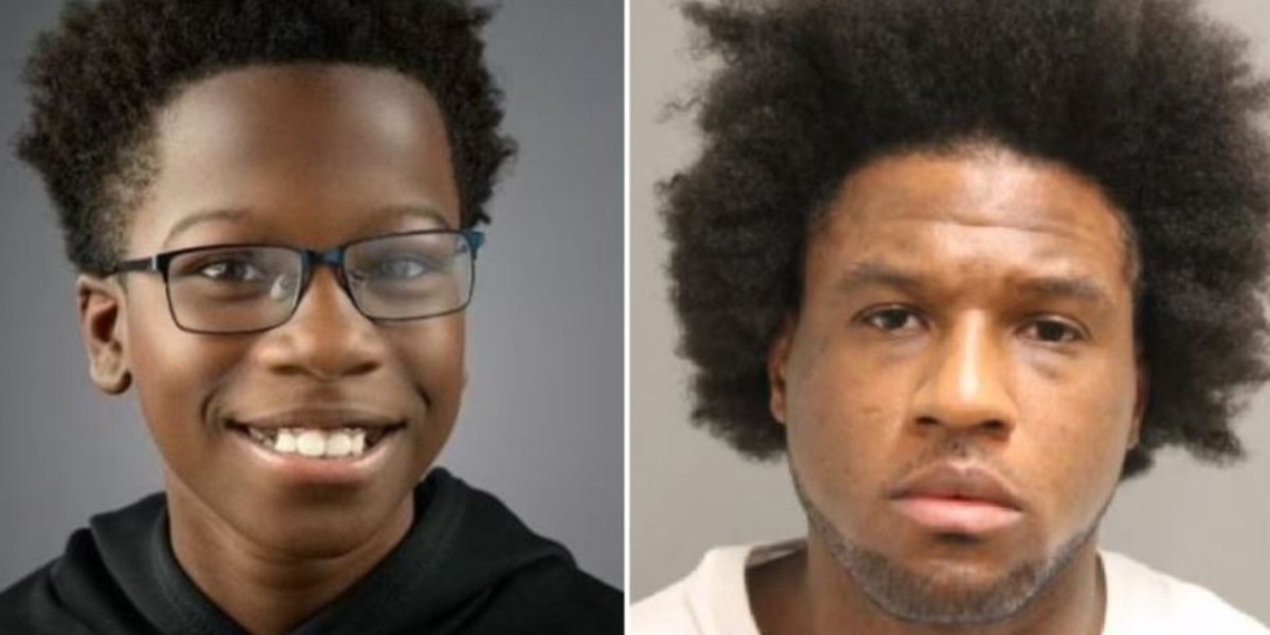 Chicago police say Crosetti Brand (right) is a suspect in the fatal stabbing of Jayden Perkins, 11. left.