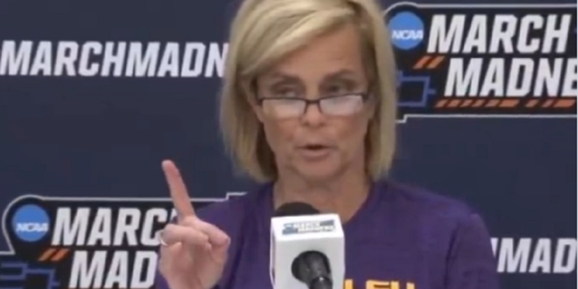 Louisiana State University women's basketball coach Kim Mulkey at a news conference Saturday.