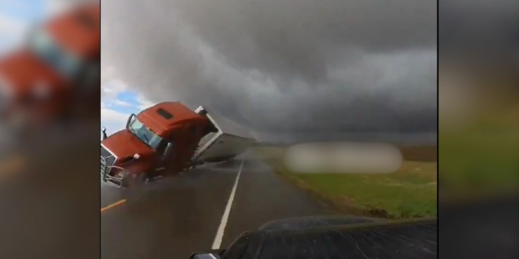 Watch Storm Chaser’s Run Get Cut Short After Wind Throws a Semi Truck ...