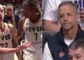 WNBA rookie Caitlin Clark, far left, struggled in her WNBA debut on Tuesday, and her father's, right, face summed up the disappointment. (