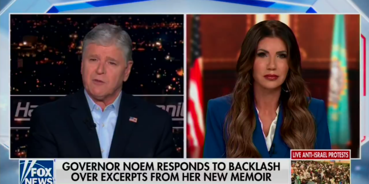 Hannity Appears to Suggest in Interview With Noem That Biden’s Dog ...