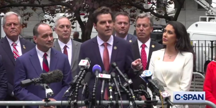 Watch: Matt Gaetz Gives Fiery Speech, Torches Anti-Trump Judge Outside Courtroom – ‘This Is a Made-Up Crime’