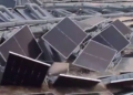 This X screen shot shows the damage done to Omkareshwar Dam in India after a storm.