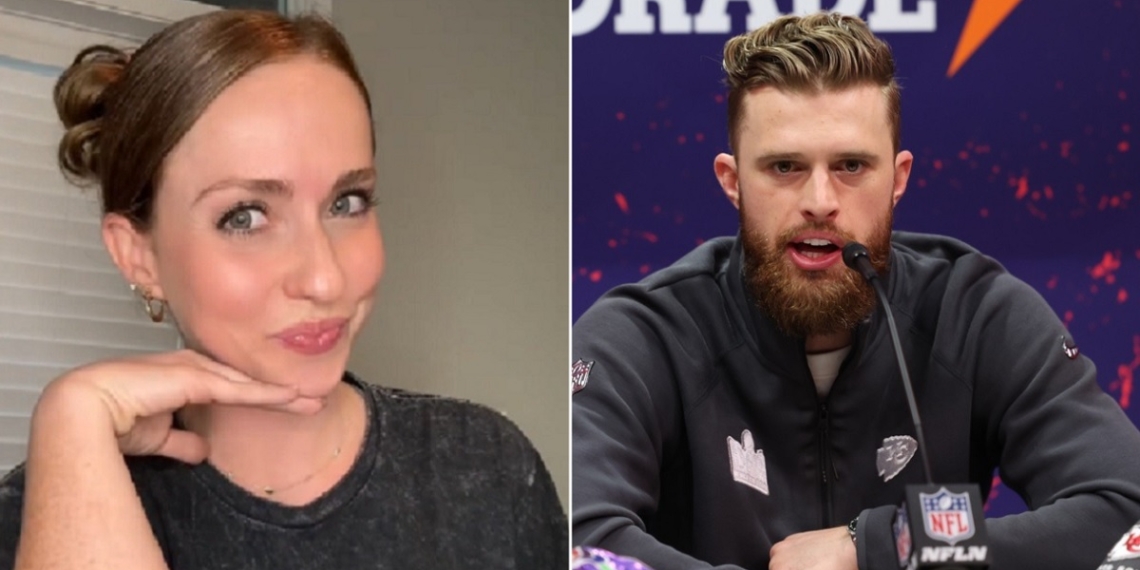 Stefanie Hillhouse, a self-described former cheerleader for the Kansas City Chiefs, left; Chiefs placekicker Harrison Butker, right.
