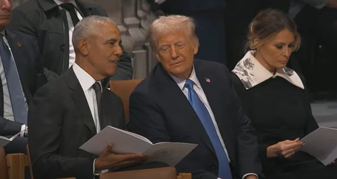 Trump and Obama at Carter Funeral Service