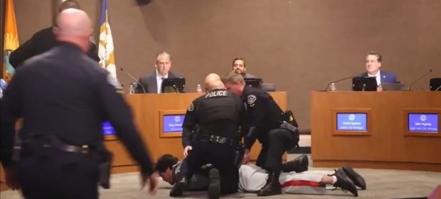 Ex-NFL Player Dragged Away By Police After Minute-Long Tirade Against ‘MAGA’