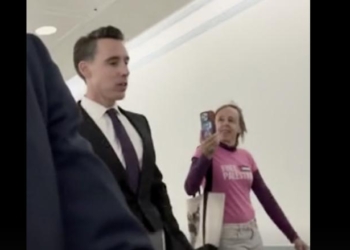 EXCLUSIVE: Josh Hawley Gives Code Pink Activist A Taste Of Her Own Medicine
