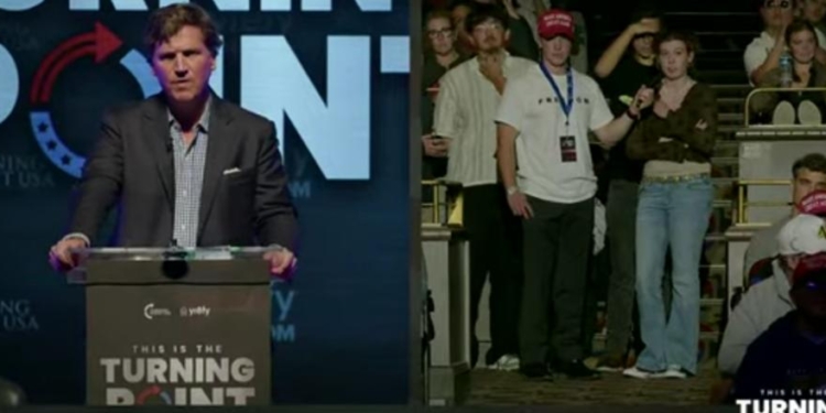 Tucker Carlson Schools TPUSA Event Questioner Who Suggests Trump Poop Meme Threatens Free Speech