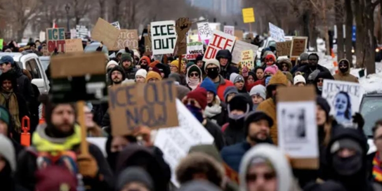 Demonstrations Take Place In Minneapolis Following ICE Involved Shooting
