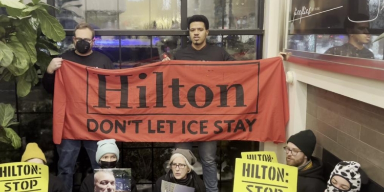 Police Arrest Protestors in NYC Following Demonstration At Hilton Garden Inn