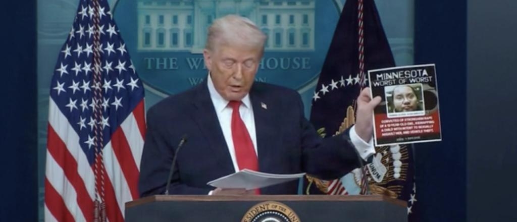 Trump Forces Media To Stare At Mugshots Of Illegal Criminals During Surprise Briefing Appearance