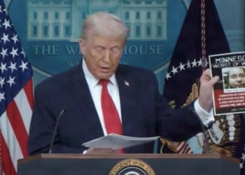 Trump Forces Media To Stare At Mugshots Of Illegal Criminals During Surprise Briefing Appearance