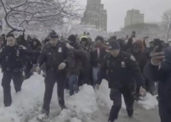 NYPD Responds To Park After Massive Snowball Fight Takes Place