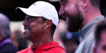 Kelce Chats With Trump’s Granddaughter at Tiger Woods’ TGL Event