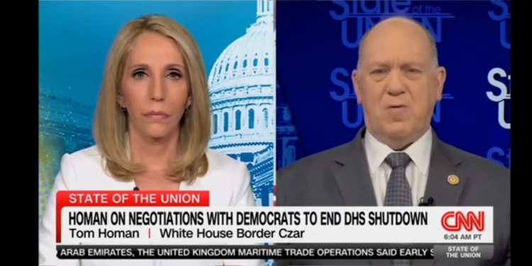 ‘Isn’t Really A Policy Issue’: Tom Homan Tells CNN Why Democrats Really Want To Keep DHS Shut Down