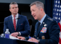 Hegseth, Caine Talk ‘Kamikaze Dolphins’ in Media Briefing 