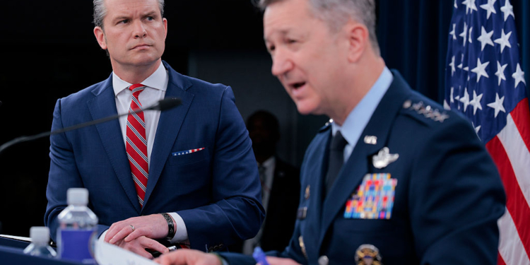 Hegseth, Caine Talk ‘Kamikaze Dolphins’ in Media Briefing 